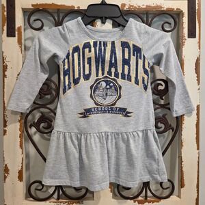 Harry Potter Hogwarts Girls Dress 3T Toddler Long Sleeve Ruffle Heather Gray